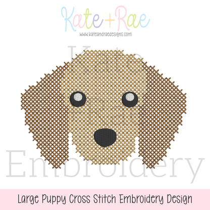 Large Puppy Dog Cross Stitch Embroidery Design