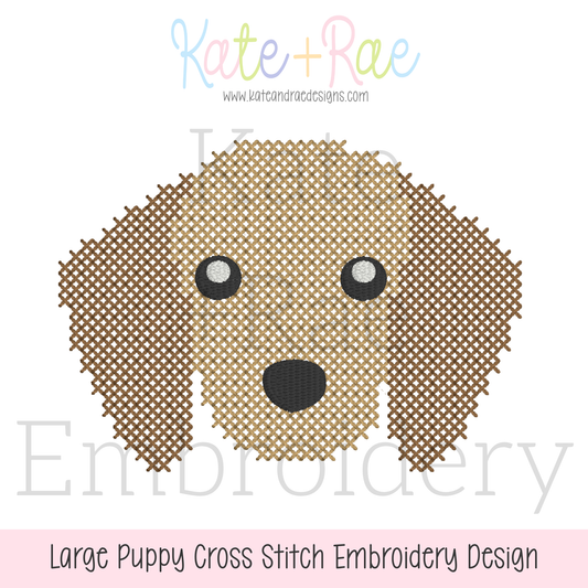 Large Puppy Dog Cross Stitch Embroidery Design