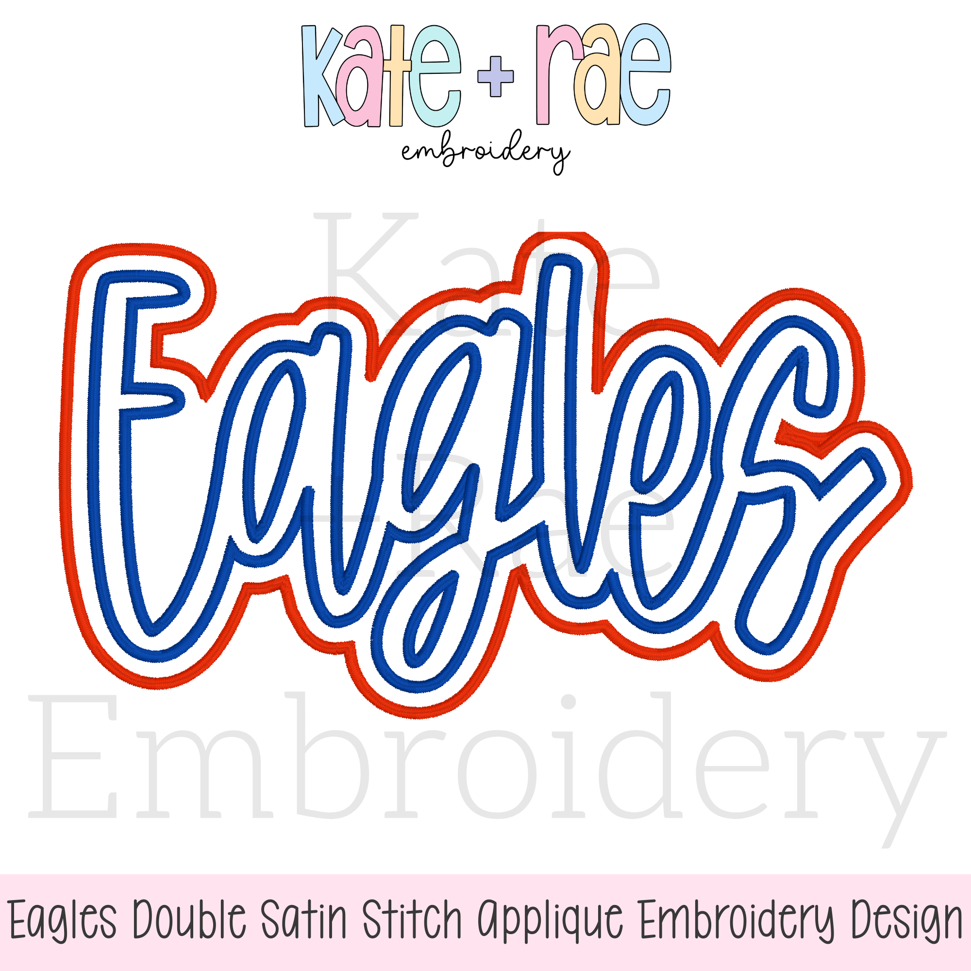 Eagles Script Double Satin Stitch Applique Embroidery Design – Kate ...