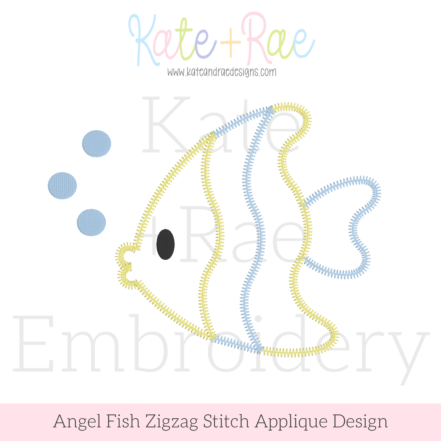Angel Fish Zigzag Stitch Applique Embroidery Design