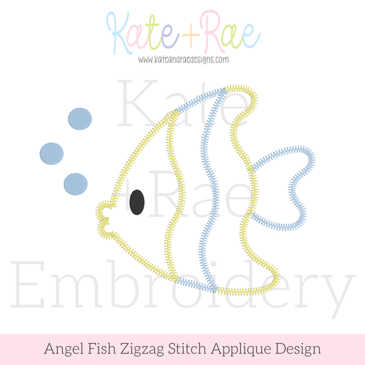 Angel Fish Zigzag Stitch Applique Embroidery Design