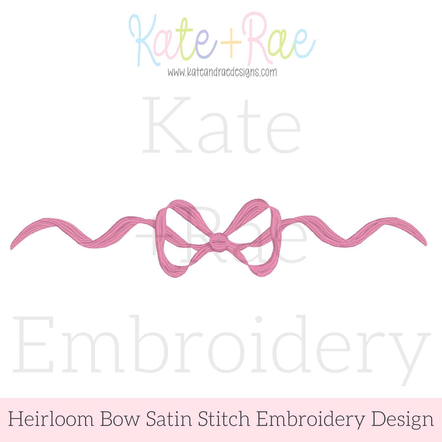 Heirloom Long Tail Bow Satin Stitch Embroidery Design