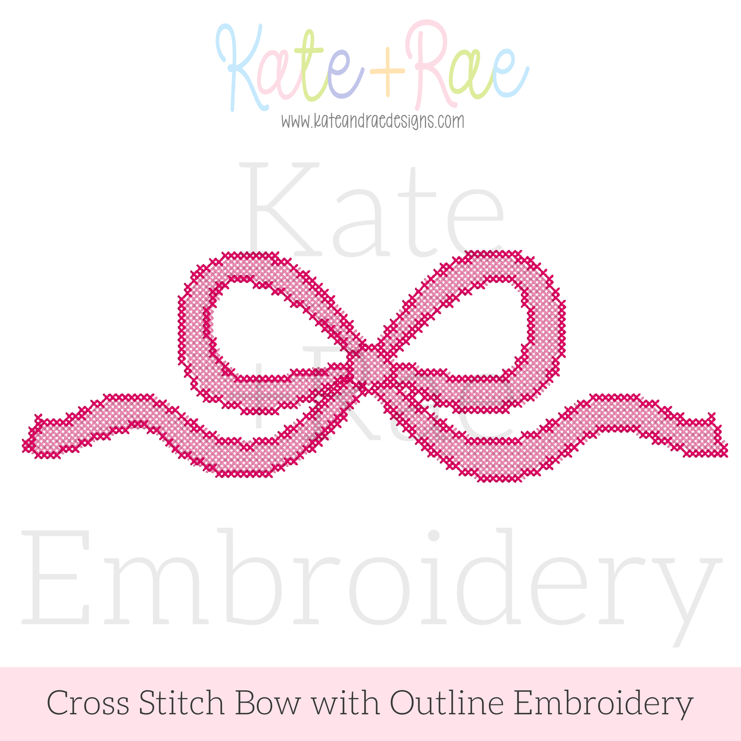 Bow with Outline Cross Stitch Embroidery Design
