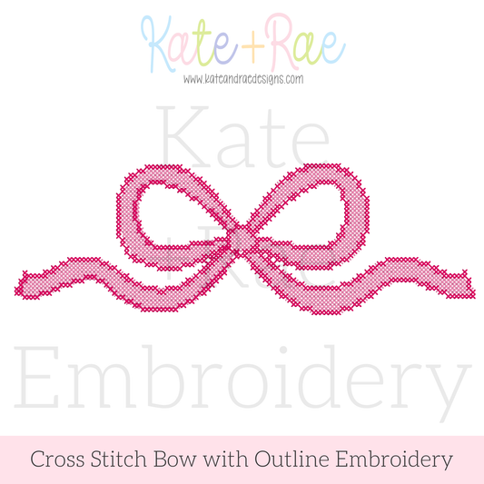 Bow with Outline Cross Stitch Embroidery Design
