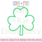 Shamrock Zigzag Stitch Applique Embroidery Design: Design preview of a green zigzag applique shamrock outline