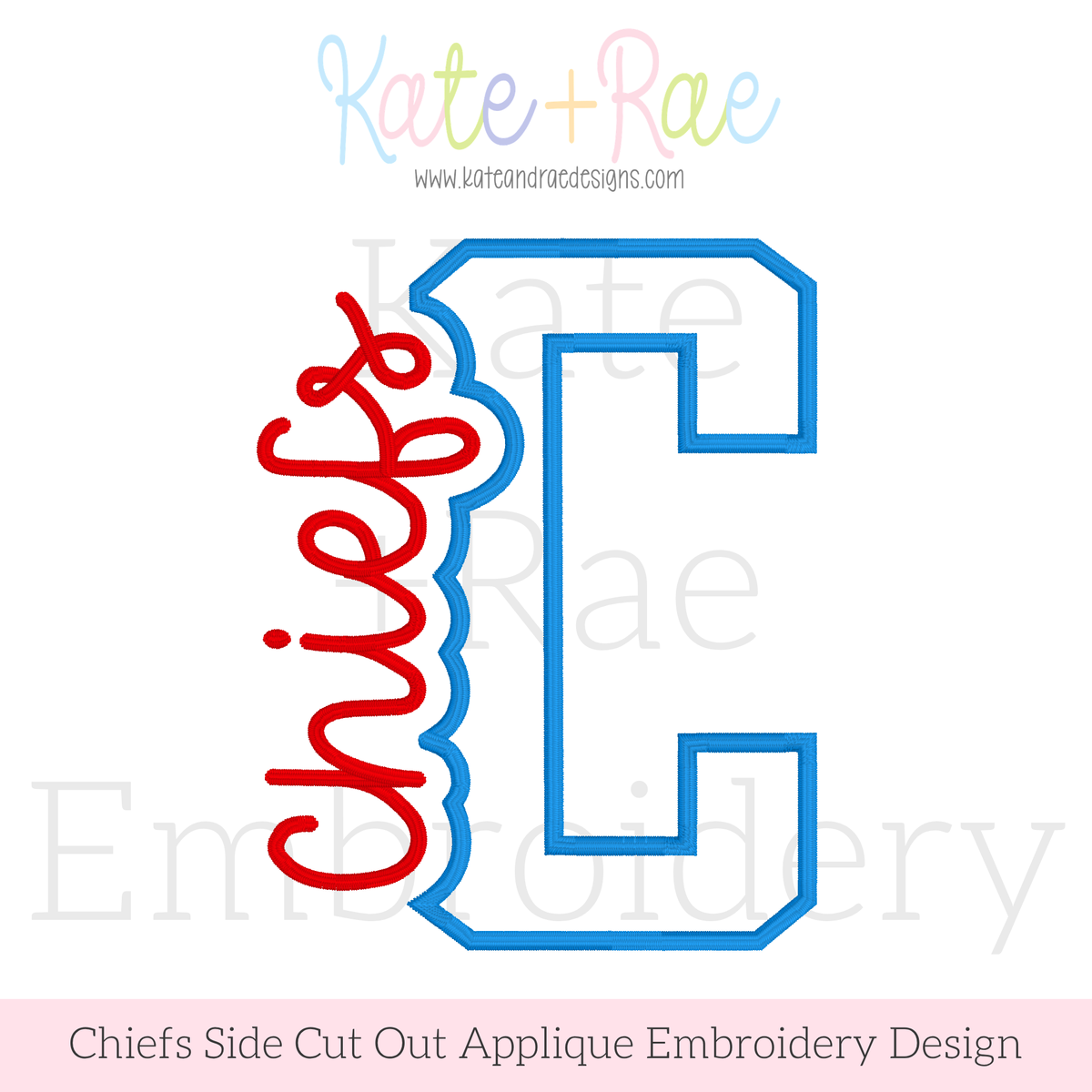 Chiefs Side Cut Out Satin Stitch Applique Embroidery Design – Kate ...