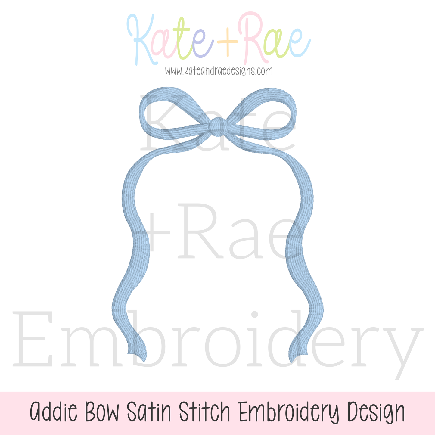 Addie Bow Satin Stitch Applique Embroidery Design