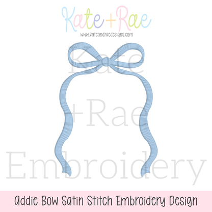 Addie Bow Satin Stitch Applique Embroidery Design