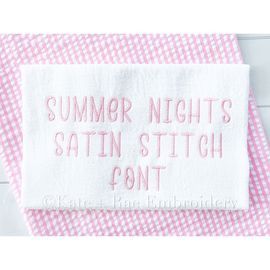 Summer Nights Satin Stitch Font