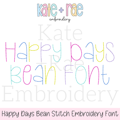 Happy Days Bean Stitch Embroidery Font