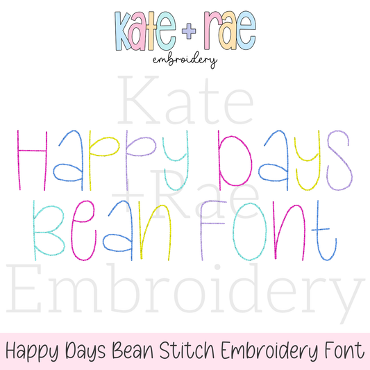 Happy Days Bean Stitch Embroidery Font