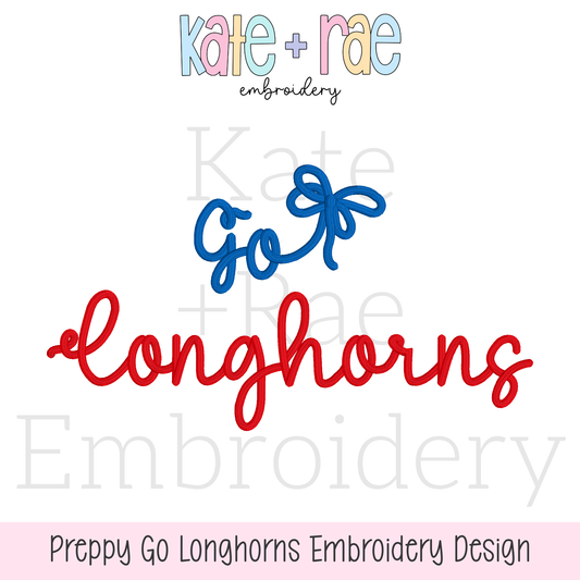 Preppy Go Longhorns Embroidery Design