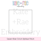 Square Bean Stitch Applique Patch Embroidery Design for Hats & Beanies: Design preview of a square bean stitch outline patch for hats and beanies