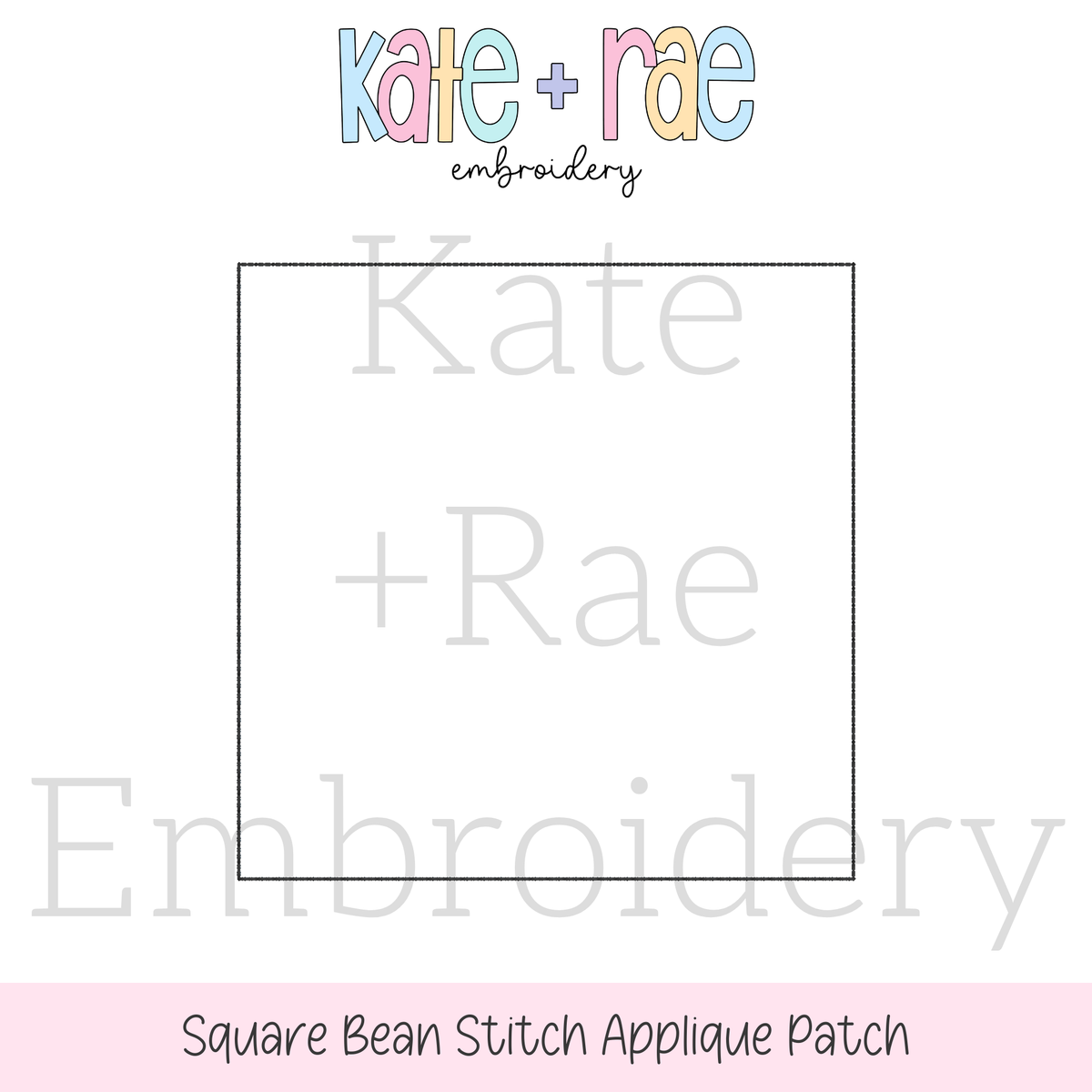 Square Bean Stitch Applique Patch Embroidery Design for Hats & Beanies: Design preview of a square bean stitch outline patch for hats and beanies