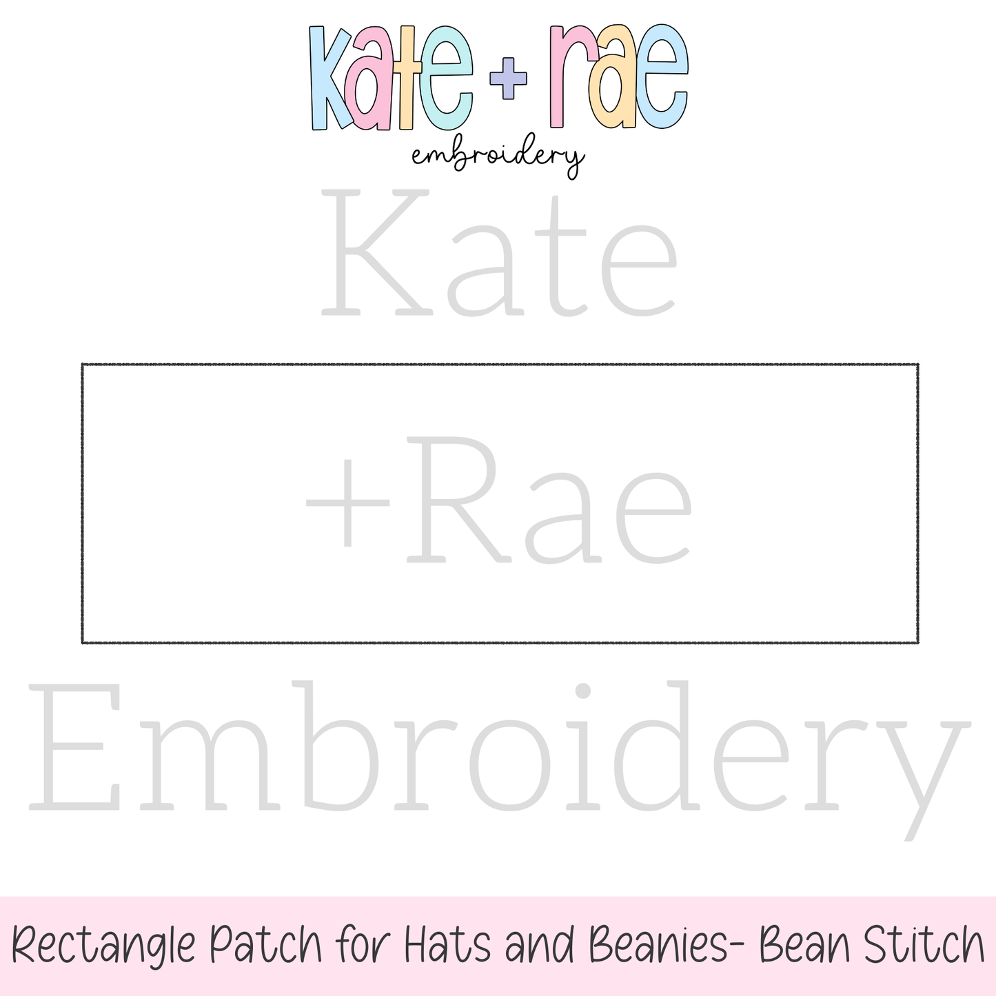 Rectangle Bean Stitch Applique Patch for Hats & Beanies