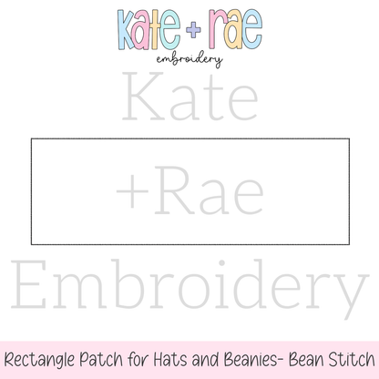 Rectangle Bean Stitch Applique Patch for Hats & Beanies