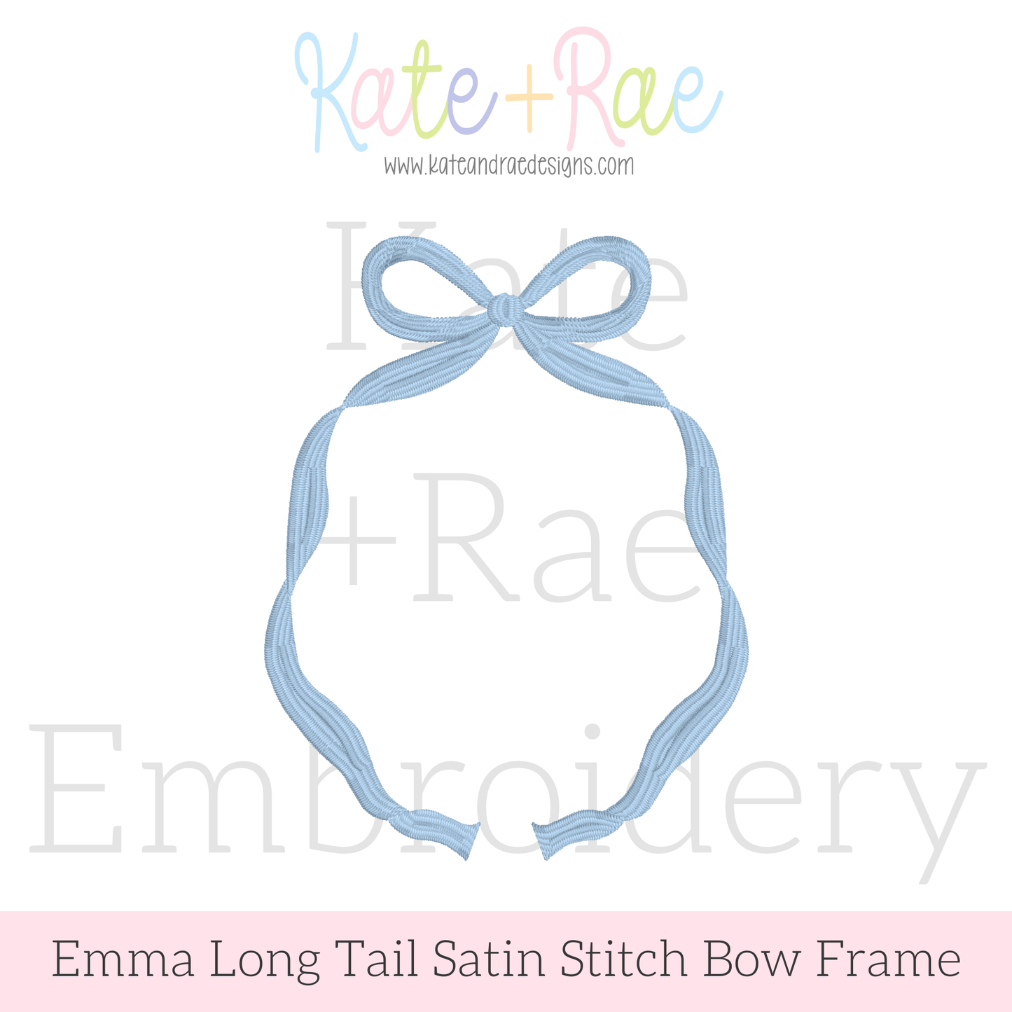 Emma Satin Stitch Long Tail Monogram Bow Embroidery Design