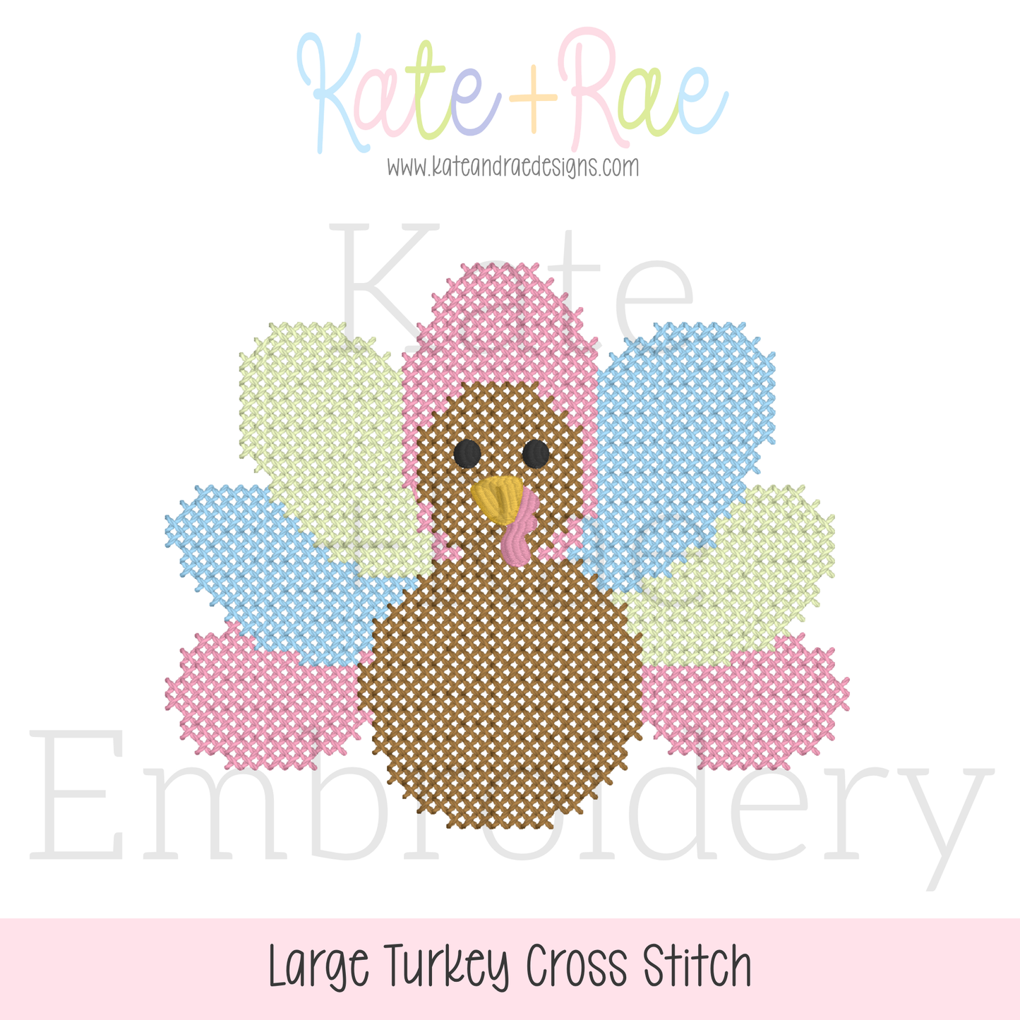 Large Turkey Cross Stitch Embroidery Design
