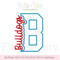 Bulldogs Side Cut Out Satin Stitch Applique Embroidery Design