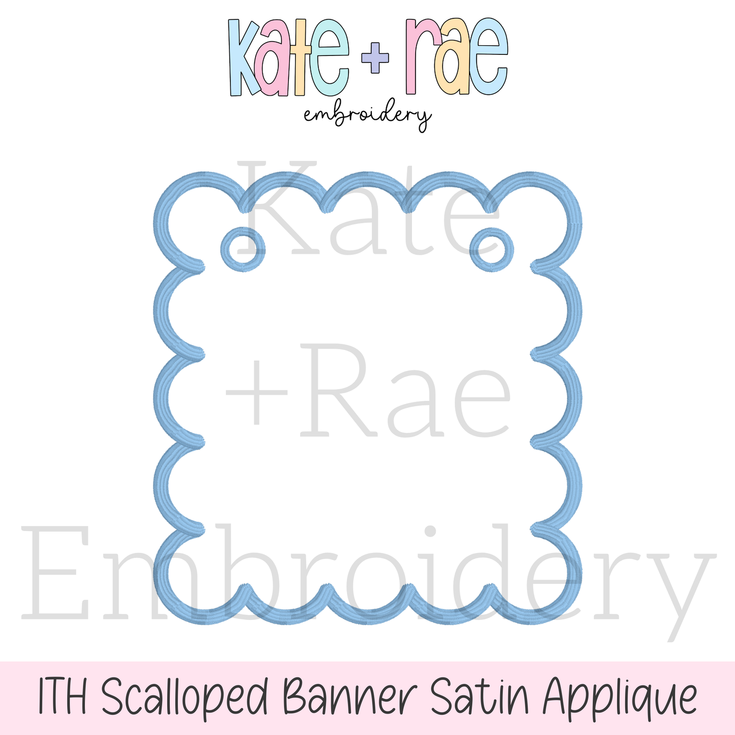 Scalloped Square ITH Banner Satin Stitch Applique
