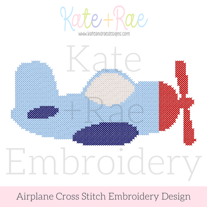 Airplane Cross Stitch Embroidery Design