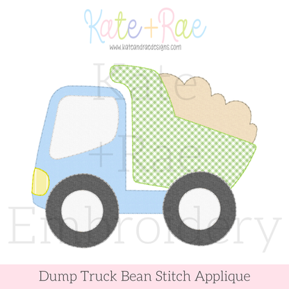 Dump Truck Bean Stitch Applique Embroidery Design