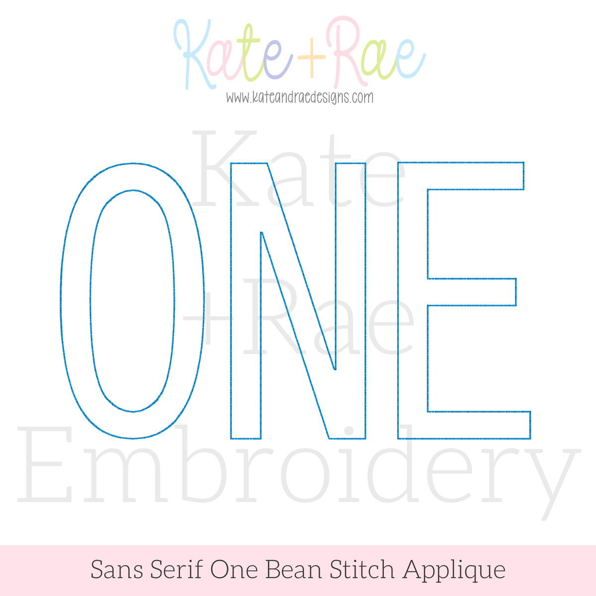 Sans Serif One Bean Stitch Applique Embroidery Design