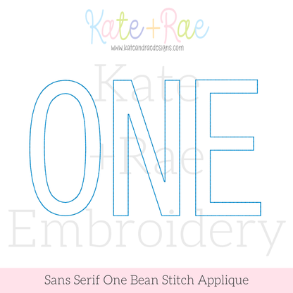 Sans Serif One Bean Stitch Applique Embroidery Design