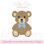 Teddy Bear Cross Stitch Mini Embroidery Design