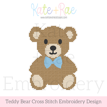 Teddy Bear Cross Stitch Mini Embroidery Design