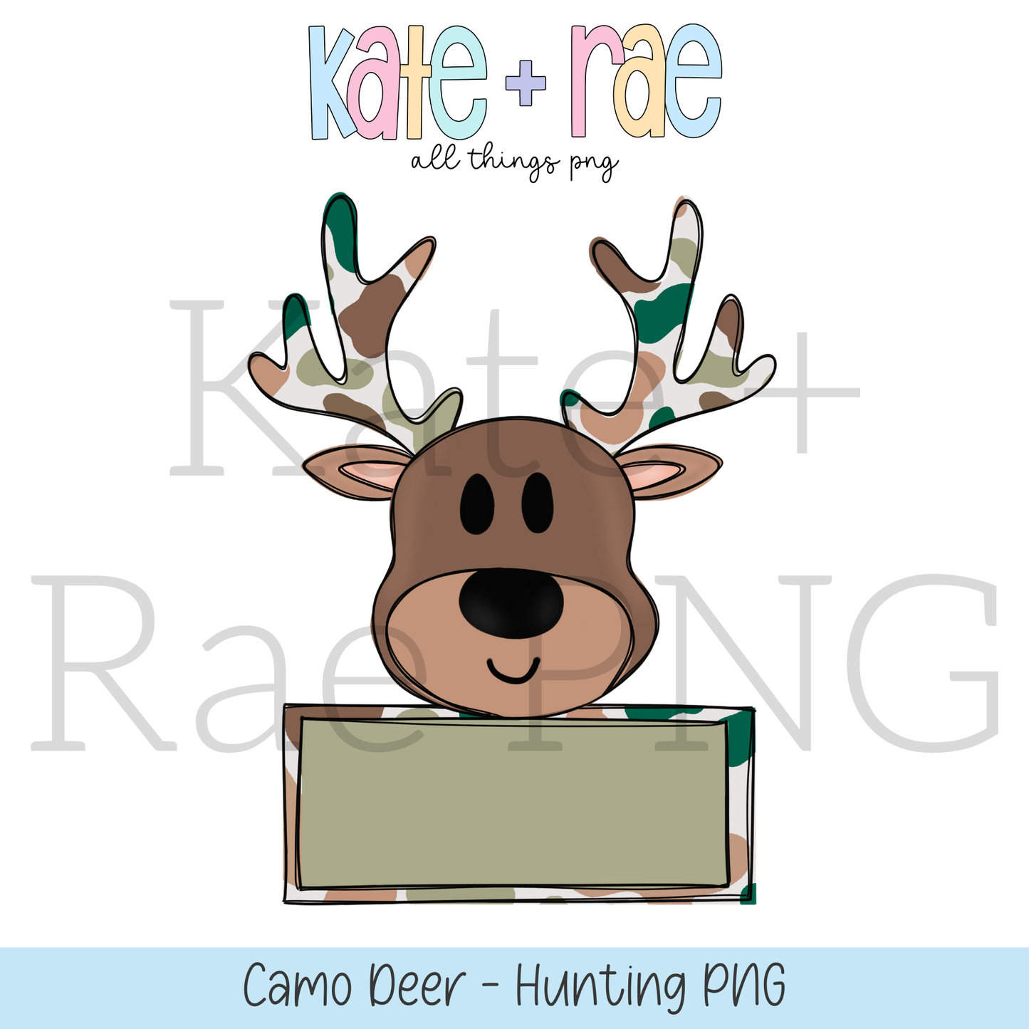 Camo Deer Hunting with Name Plate PNG