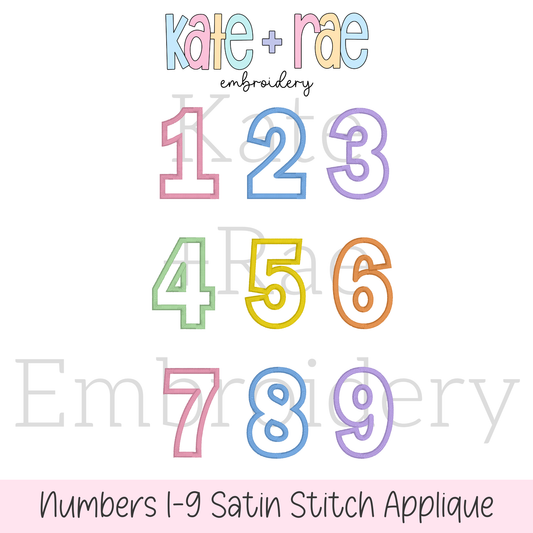 Birthday Numbers Satin Stitch Applique Embroidery Design