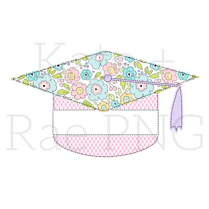 Girls Graduation Cap Faux Applique PNG