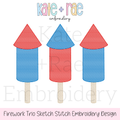 Boy's Firework Trio Sketch Stitch Embroidery Design