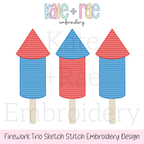Boy's Firework Trio Sketch Stitch Embroidery Design