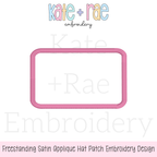 Freestanding Rectangle Satin Stitch Applique Hat Patch Embroidery Design: Design preview of a pink freestanding satin rectangle hat patch