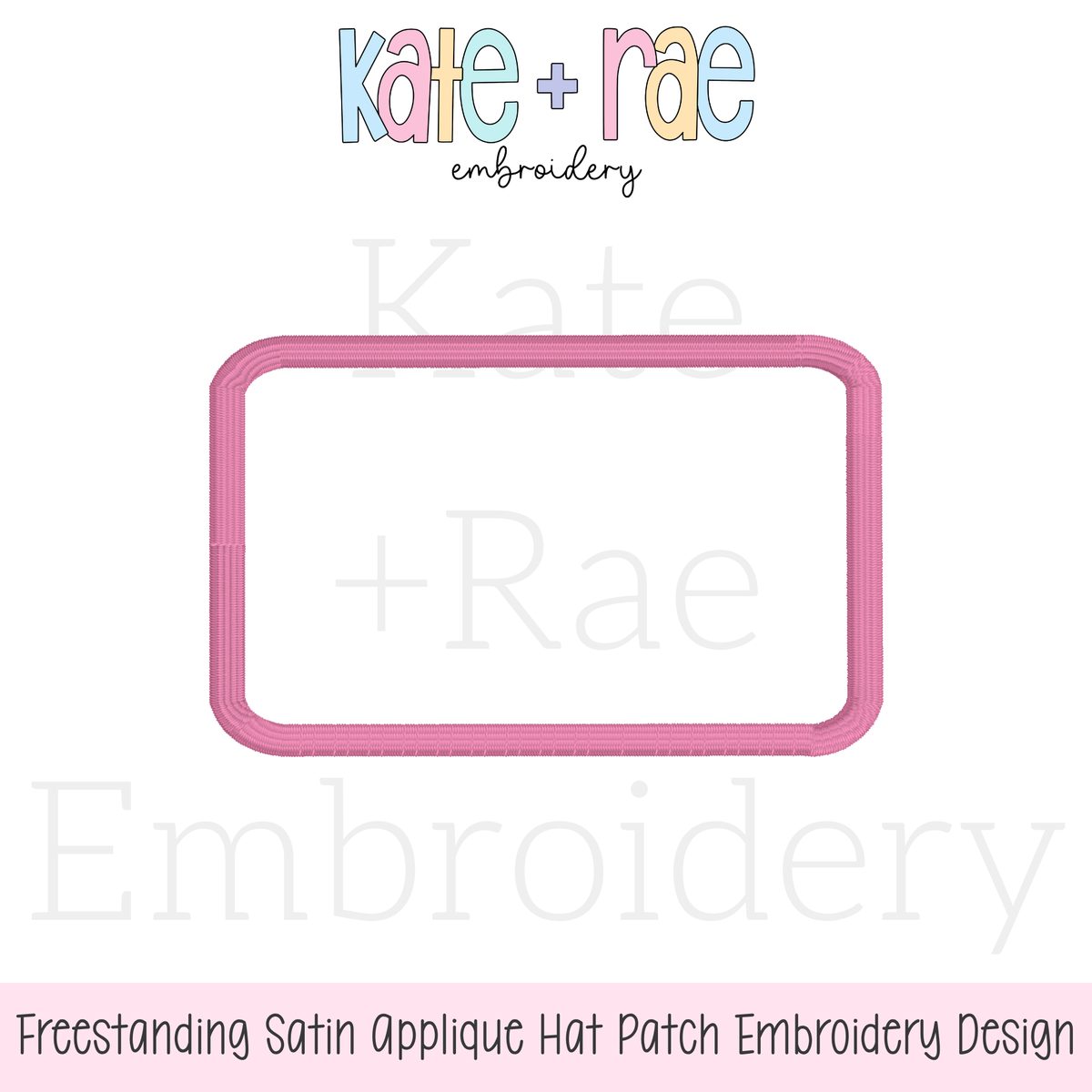 Freestanding Rectangle Satin Stitch Applique Hat Patch Embroidery Design: Design preview of a pink freestanding satin rectangle hat patch