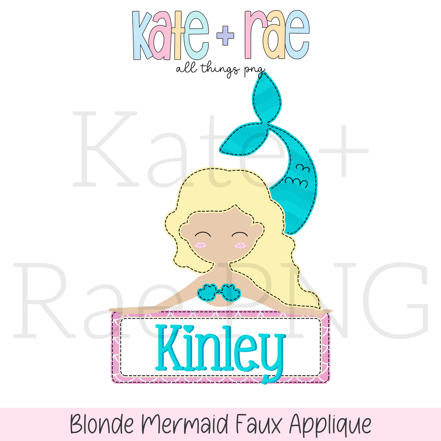 Blonde Hair Mermaid Faux Applique PNG