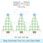 Boys Plaid Christmas Tree Trio Sketch Stitch Embroidery Design