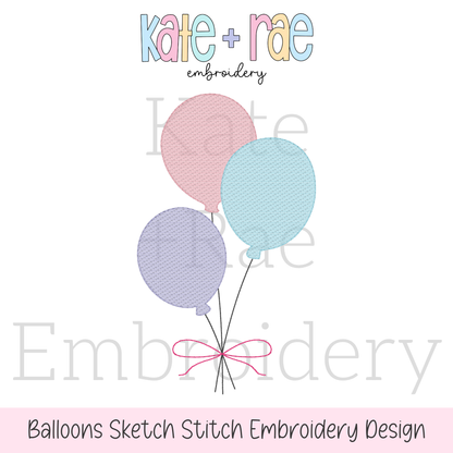 Birthday Balloons Sketch Stitch Embroidery Design