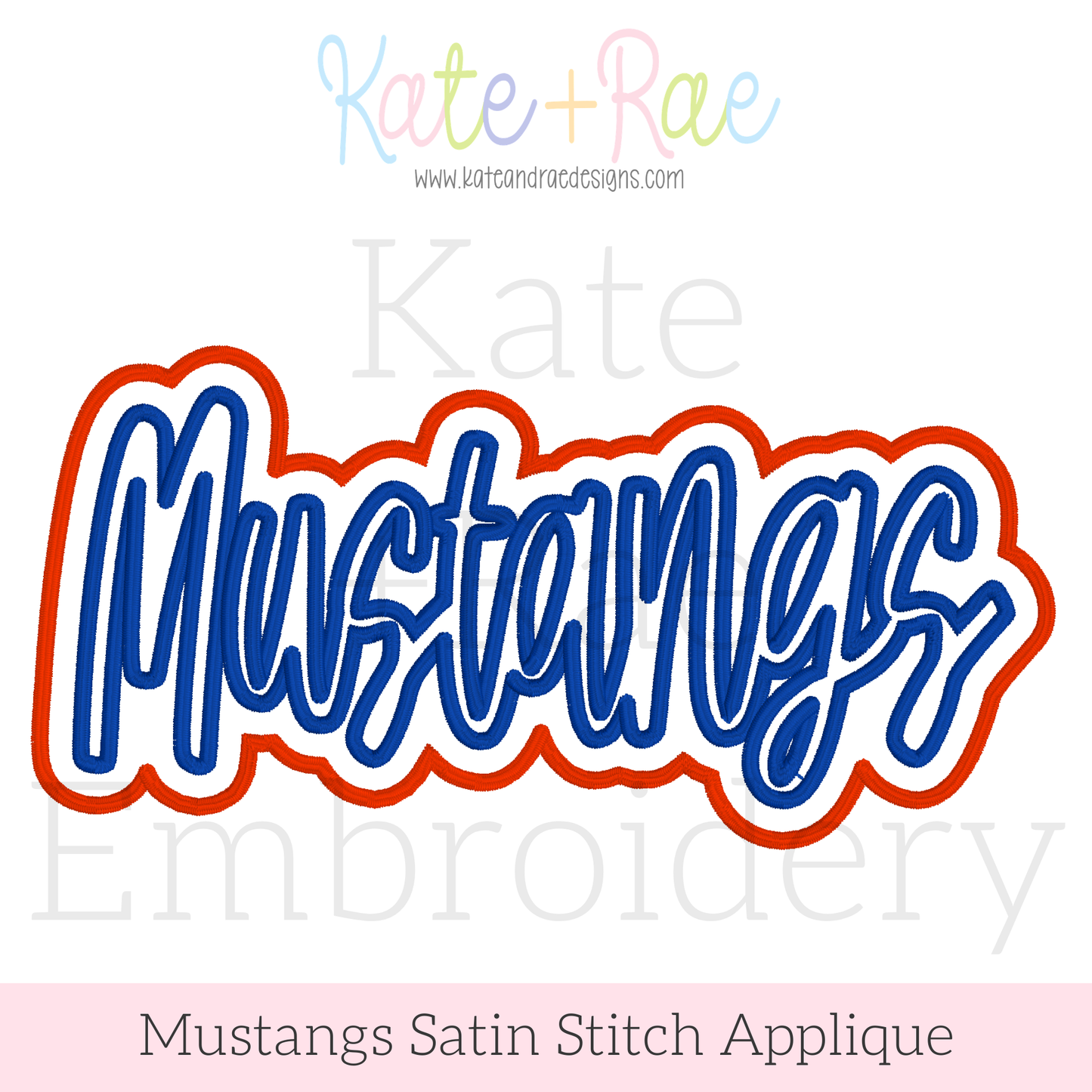Mustangs Satin Stitch Double Applique Embroidey Design