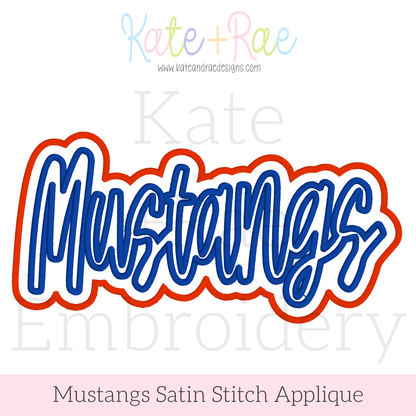 Mustangs Satin Stitch Double Applique Embroidey Design