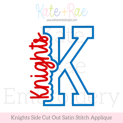 Knights Side Cut Out Satin Stitch Applique Embroidery Design