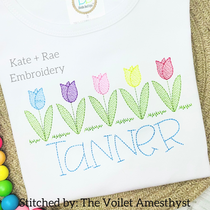 Tulip Garden Sketch Stitch Embroidery Design