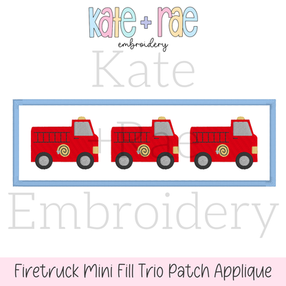 Firetruck Mini Fill Stitch with Patch Satin Applique Embroidery Design