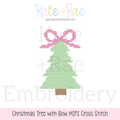 Christmas Tree with Bow MINI Cross Stitch Embroidery Design