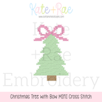 Christmas Tree with Bow MINI Cross Stitch Embroidery Design