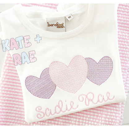 Heart Trio Motif Fill Stitch Embroidery Design