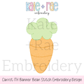 Carrot Bunting Banner Bean Stitch Applique Embroidery Design: Design preview of an orange carrot with a green gingham top for an in the hoop bean stitch banner