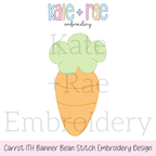 Carrot Bunting Banner Bean Stitch Applique Embroidery Design: Design preview of an orange carrot with a green gingham top for an in the hoop bean stitch banner